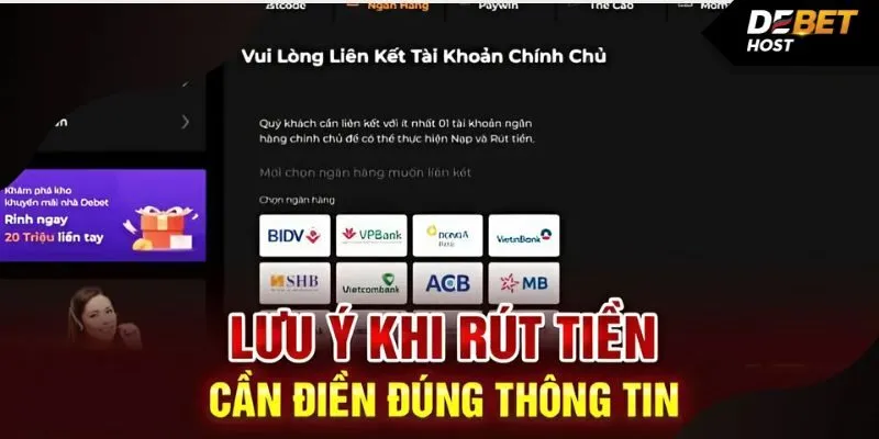 Luôn kiểm tra thông tin chính xác mới bấm lệnh rút tiền